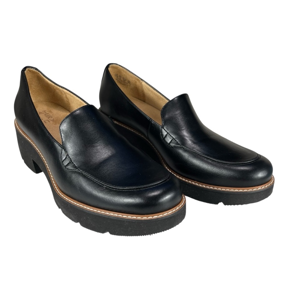 Naturalizer Women’s 12M‎ Black Leather Loafer Heels Comfort Pumps Shoes - Picture 3 of 13